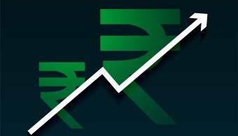 indian digital rupee sign background for business growth vector